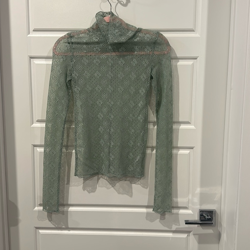Mint green lace turtleneck
